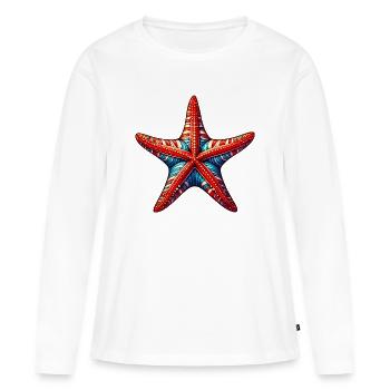 Étoile de mer - T-shirt manches longues Premium bio Femme - blanc - Devant - Julia (174cm)