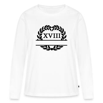 Dix-huit ans, couronne de laurier en chiffres latins - T-shirt manches longues Premium bio Femme - blanc - Devant - Julia (174cm)