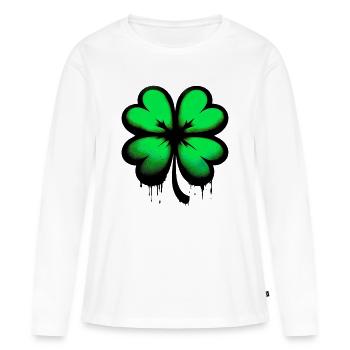 Trèfle à quatre feuilles - T-shirt manches longues Premium bio Femme - blanc - Devant - Julia (174cm)
