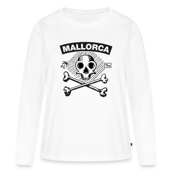 Mallorca – JGA Skull+Bones - Frauen Premium Bio Langarmshirt - Weiß - Vorne - Julia (174cm)