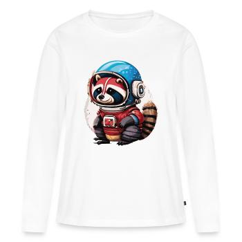 Spaceman raton laveur avec smartphone - T-shirt manches longues Premium bio Femme - blanc - Devant - Julia (174cm)