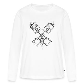 v8 piston flamme tuner tuner voiture symbole - T-shirt manches longues Premium bio Femme - blanc - Devant - Julia (174cm)
