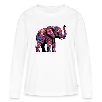 Elefant - Frauen Premium Bio Langarmshirt - Weiß - Vorne - Julia (174cm)