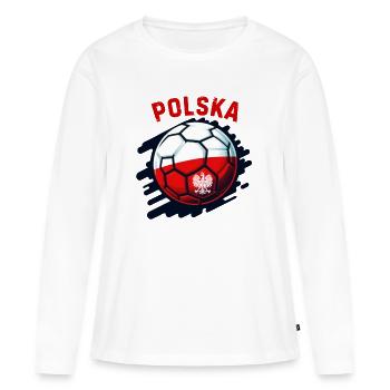 Polnischer Fußball - Frauen Premium Bio Langarmshirt - Weiß - Vorne - Julia (174cm)