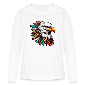 American Indian Eagle American Red Skin - Women's Premium Organic Long Sleeve Shirt - white - Front - Julia (174cm)