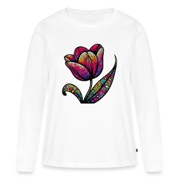 Tulipe - T-shirt manches longues Premium bio Femme - blanc - Devant - Julia (174cm)