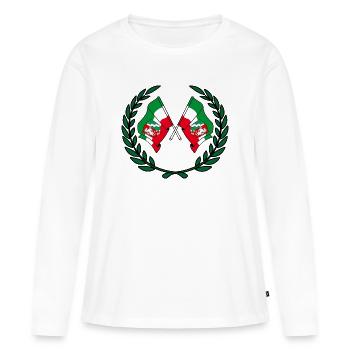 Drapeaux Rhénanie-du-Nord-Westphalie couronne de laurier - T-shirt manches longues Premium bio Femme - blanc - Devant - Julia (174cm)