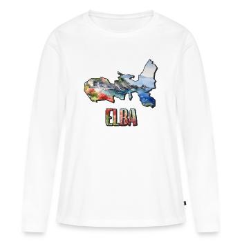 Carte aquarelle de l’île d’Elbe - T-shirt manches longues Premium bio Femme - blanc - Devant - Julia (174cm)