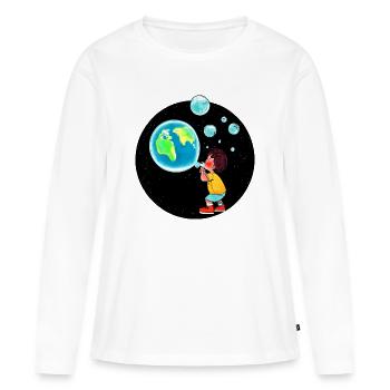 Planète Terre - T-shirt manches longues Premium bio Femme - blanc - Devant - Julia (174cm)