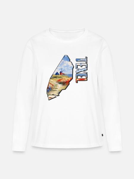 Aquarell Landkarte Texel - Frauen Premium Bio Langarmshirt - Weiß