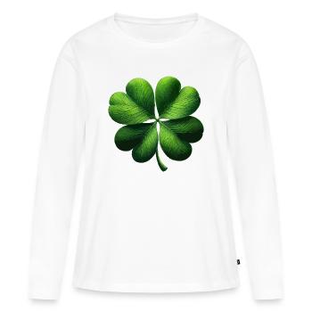 Vierblättriges Kleeblatt - Frauen Premium Bio Langarmshirt - Weiß - Vorne - Julia (174cm)