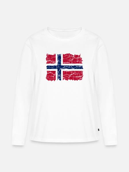 Norwegen Flagge Style Grunge - Frauen Premium Bio Langarmshirt - Weiß