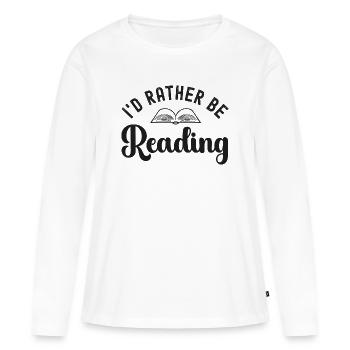 Lesen Bücherwurm Leseratte - Frauen Premium Bio Langarmshirt - Weiß - Vorne - Julia (174cm)