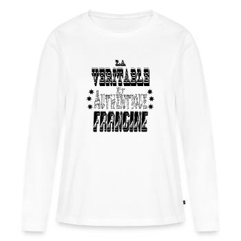 La Véritable et Authentique Frangine - T-shirt manches longues Premium bio Femme - blanc - Devant - Julia (174cm)