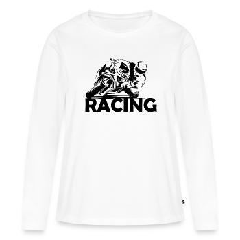 Moto de course Moto Piste de course Logo Icon Image - T-shirt manches longues Premium bio Femme - blanc - Devant - Julia (174cm)