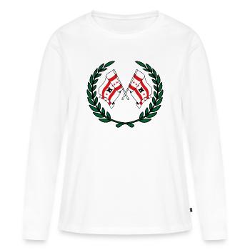 Flaggen Provinz Drenthe Lorbeerkranz - Frauen Premium Bio Langarmshirt - Weiß - Vorne - Julia (174cm)