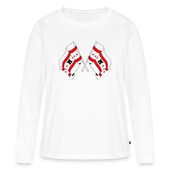 Zwei Flaggen der Provinz Drenthe - Frauen Premium Bio Langarmshirt - Weiß - Vorne - Julia (174cm)