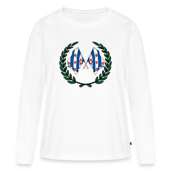 Flaggen Provinz Friesland Lorbeerkranz - Frauen Premium Bio Langarmshirt - Weiß - Vorne - Julia (174cm)