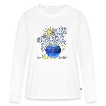 Vase aux citrons - T-shirt manches longues Premium bio Femme - blanc - Devant - Julia (174cm)