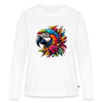Perroquet - T-shirt manches longues Premium bio Femme - blanc - Devant - Julia (174cm)