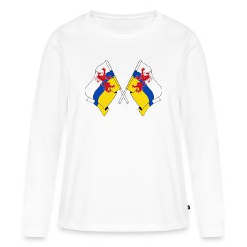 Zwei Flaggen der Provinz Limburg - Frauen Premium Bio Langarmshirt - Weiß - Vorne - Julia (174cm)