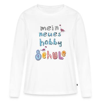 Écolier Enfant - T-shirt manches longues Premium bio Femme - blanc - Devant - Julia (174cm)