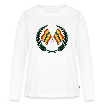 Flaggen der Provinz Overijssel mit Lorbeerkranz - Frauen Premium Bio Langarmshirt - Weiß - Vorne - Julia (174cm)