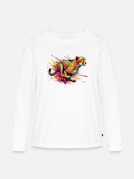 Gepard - Frauen Premium Bio Langarmshirt - Weiß