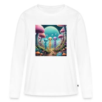 Étrangers - T-shirt manches longues Premium bio Femme - blanc - Devant - Julia (174cm)