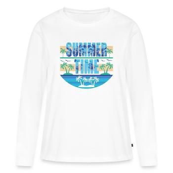 Heure d'été - T-shirt manches longues Premium bio Femme - blanc - Devant - Julia (174cm)