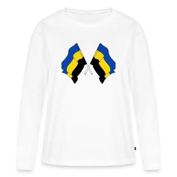 Zwei Flaggen der Provinz Gelderland - Frauen Premium Bio Langarmshirt - Weiß - Vorne - Julia (174cm)