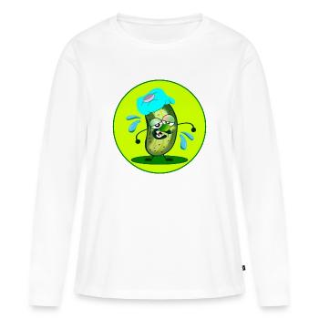 SUEUR D’ÉTÉ CHALEUR CONCOMBRE - T-shirt manches longues Premium bio Femme - blanc - Devant - Julia (174cm)