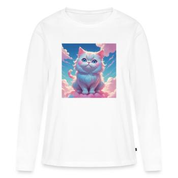Chaton - T-shirt manches longues Premium bio Femme - blanc - Devant - Julia (174cm)