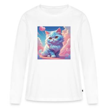 Chaton - T-shirt manches longues Premium bio Femme - blanc - Devant - Julia (174cm)