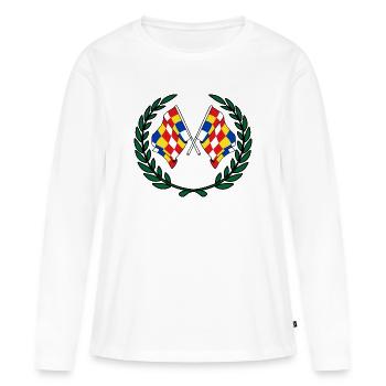 Drapeaux province d'Anvers Belgique couronne de laurier - T-shirt manches longues Premium bio Femme - blanc - Devant - Julia (174cm)