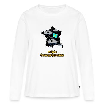 Météo Bourguignonne - T-shirt manches longues Premium bio Femme - blanc - Devant - Julia (174cm)