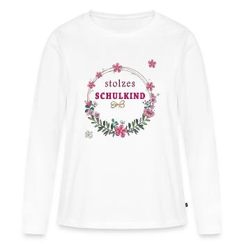 Inscription d’écoliers fiers - T-shirt manches longues Premium bio Femme - blanc - Devant - Julia (174cm)