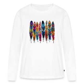 Plume - T-shirt manches longues Premium bio Femme - blanc - Devant - Julia (174cm)