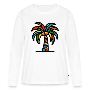 Palmier - T-shirt manches longues Premium bio Femme - blanc - Devant - Julia (174cm)