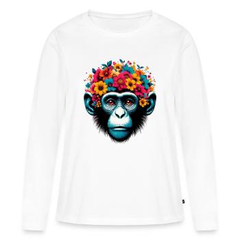 Singe - T-shirt manches longues Premium bio Femme - blanc - Devant - Julia (174cm)