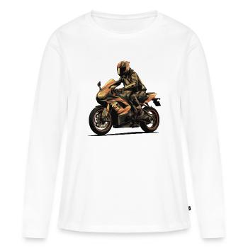 Le motard - T-shirt manches longues Premium bio Femme - blanc - Devant - Julia (174cm)