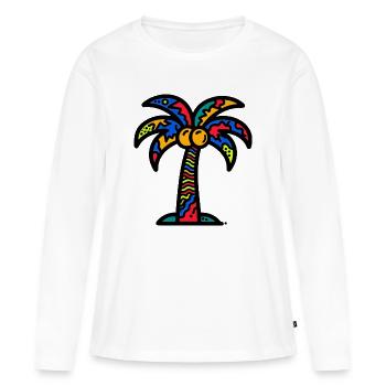 Palmier - T-shirt manches longues Premium bio Femme - blanc - Devant - Julia (174cm)