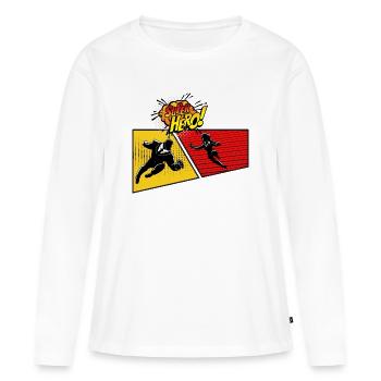 Superhelden-Pop-Art-Tafel - Frauen Premium Bio Langarmshirt - Weiß - Vorne - Julia (174cm)