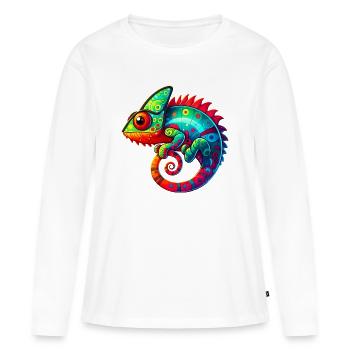 Caméléon - T-shirt manches longues Premium bio Femme - blanc - Devant - Julia (174cm)