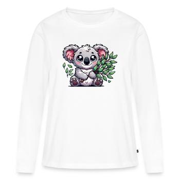 L’adorable koala au bouquet d’eucalyptus - T-shirt manches longues Premium bio Femme - blanc - Devant - Julia (174cm)