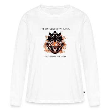 Tiger Lotus India - T-shirt manches longues Premium bio Femme - blanc - Devant - Julia (174cm)