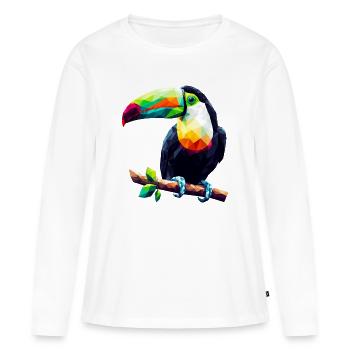 Toucan polygonal - T-shirt manches longues Premium bio Femme - blanc - Devant - Julia (174cm)