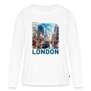 Londres - T-shirt manches longues Premium bio Femme - blanc - Devant - Julia (174cm)