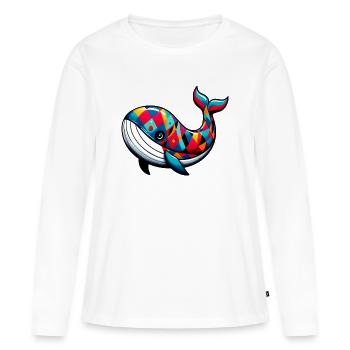 Arlequin baleine - T-shirt manches longues Premium bio Femme - blanc - Devant - Julia (174cm)