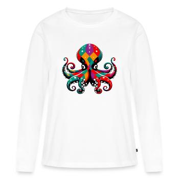 Pieuvre arlequin - T-shirt manches longues Premium bio Femme - blanc - Devant - Julia (174cm)